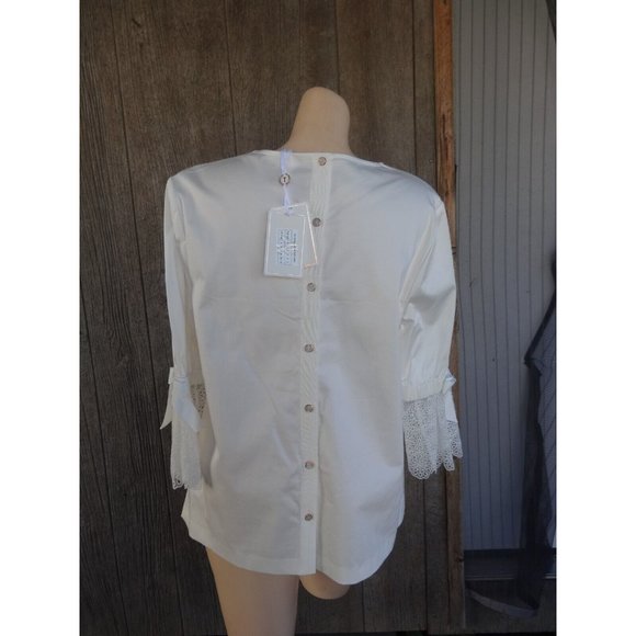 Ted Baker London Frolta 5 Cream Broderie TDF Lace Sleeves Cotton Washable AS IS - Picture 5 of 12